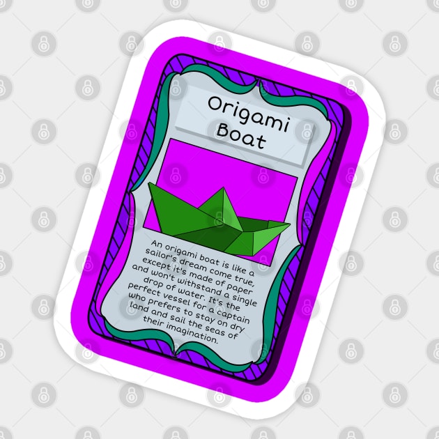 Origami Trading Card - Boat Sticker by Fun Funky Designs